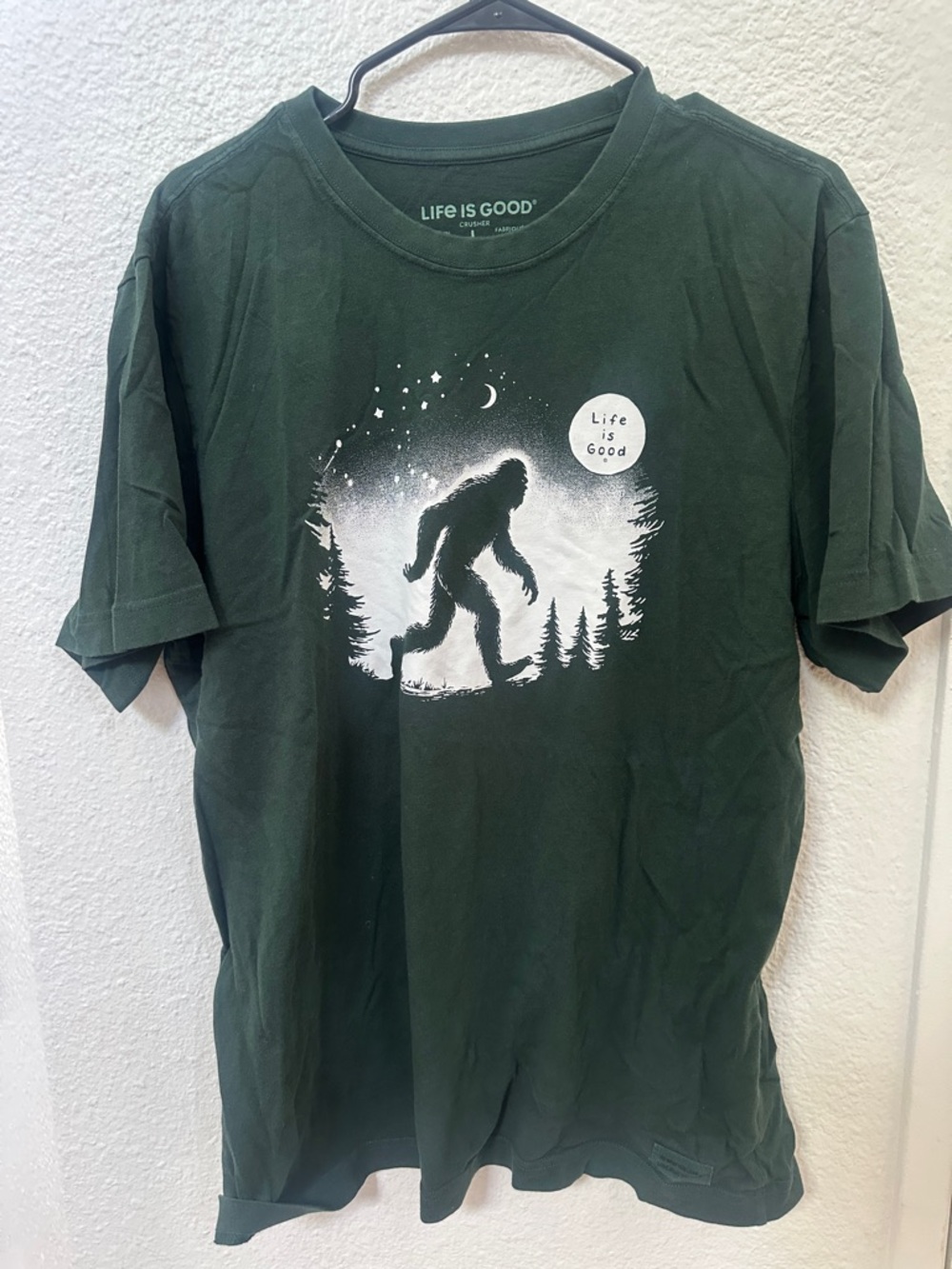 Life Is Good Forest Green Sasquatch Graphic Short Sleeve Tee
